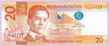 20 Piso PHILIPPINES 2014, P-206a, UNC, M. Quezon, Civette palmiste hermaphrodite, usado comprar usado  Enviando para Brazil