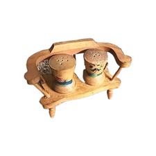 Usado, Assento de banco de madeira pintado à mão sal e pimenta shakers original Japão comprar usado  Enviando para Brazil