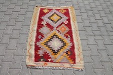 Tapete de lã Kilim turco vermelho e laranja vintage boêmio 2x4 pés para corredor comprar usado  Enviando para Brazil