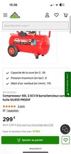 Compresseur air 50l d'occasion  Ambarès-et-Lagrave