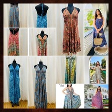 Lote Atacado de Vestido Maxi Indiano Vintage Sari Seda-Boho Cigano Hippie Halter Dress comprar usado  Enviando para Brazil