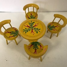 Usado, Conjunto de mesa e 4 cadeiras vintage de madeira floral amarela para casa de bonecas Fomerz comprar usado  Enviando para Brazil