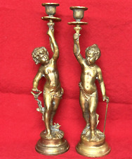 Par De Colección Antorcha Bronce Dorado Querubín Putti Estatuilla Candelabros Manto Estatuas segunda mano  Embacar hacia Argentina