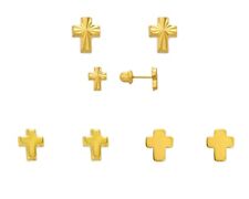 Tiny Cross Brincos Ponto De Luz 14K Ouro Maciço Masculino Feminino Kids Parafuso Orelha Tachas comprar usado  Enviando para Brazil