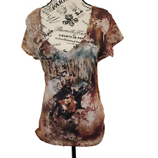Camisa LIVE AND LET LIVE marrom (impressão WILD WEST) - tamanho G comprar usado  Enviando para Brazil