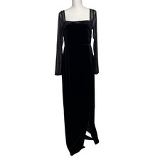 Vestido maxi LULUS certificado chique preto veludo malha manga longa - Tamanho XL comprar usado  Enviando para Brazil