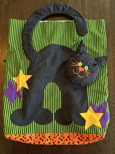 Bolsa de doces vintage HALLOWEEN truque ou guloseima saco tecido de pano feito à mão GATO PRETO comprar usado  Enviando para Brazil