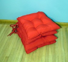 4 almofadas de cadeira tufadas vintage vermelho 1 importação amarrar 16"x16" pátio interno comprar usado  Enviando para Brazil