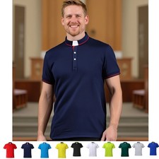 Camisa polo masculina clero sacerdote clerical vigário camisa polo gola aba pastor comprar usado  Enviando para Brazil