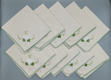 Conjunto de 10 guardanapos de jantar de algodão feitos à mão flor bordada creme sólido 14 x 14, usado comprar usado  Enviando para Brazil