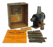 Usado, Antiga lanterna mágica Ernst Plank Lanterna Magica da década de 1880 com caixa original e pôster comprar usado  Enviando para Brazil