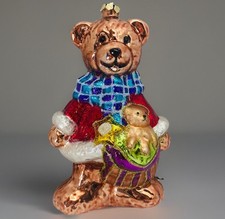 Ornamento de ursinho de pelúcia vidro soprado com saco de brinquedos e pelúcia 6”h comprar usado  Enviando para Brazil