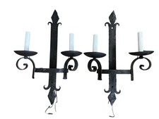 Arandelas de parede antigas de ferro fundido martelado artesanato estilo francês primitivo par comprar usado  Enviando para Brazil