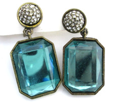 Brincos vintage acrílico espelhado verde strass limpo clipe pendurado em joias comprar usado  Enviando para Brazil