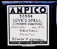 Rolo reprodutor de piano AMPICO Kendall LOVE'S SPELL Edwin Kendall 58584 comprar usado  Enviando para Brazil