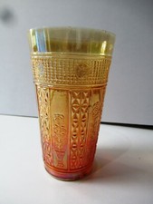 Usado, Antigo Carnival Glass Copos Jain Indiano Bordado painéis Roseira "F024 comprar usado  Enviando para Brazil