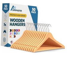 Conjunto de cabide de madeira - 50 peças armário versátil antiderrapante pacote com 50 madeira natural comprar usado  Enviando para Brazil