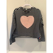 Używany, KULE Piecework Heart Crop Knit Długi rękaw Pasiasta koszulka rozmiar L na sprzedaż  Wysyłka do Poland