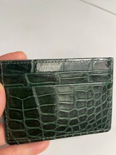 Porta-Cartões Unissex Couro Exótico Verde 100% Genuíno Lado Duplo - Feito à Mão comprar usado  Enviando para Brazil