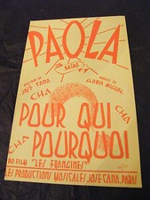 " Spartito Paola José Cana Per Qui Pourquoi 1960 Music Sheet ", usado comprar usado  Enviando para Brazil
