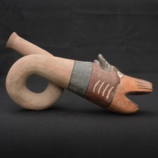 🟩Moche Ritual Fox Horn – Instrumento de trompete de cerâmica pré-colombiana, usado comprar usado  Enviando para Brazil
