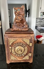 Jarro de biscoito raro vintage gatinho sentado em biscoito seguro 16” de altura, usado comprar usado  Enviando para Brazil