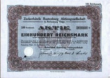 Zuckerfabrik rastenburg aktien gebraucht kaufen  Deutschland
