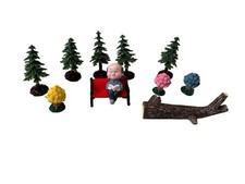 Lote de 11 peças miniatura de decoração de prateleira de jardim de fadas homem velho em troncos árvores e flores comprar usado  Enviando para Brazil