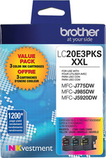 Nuevo Genuino Brother LC20E Cian Magenta Amarillo 3PK Cartuchos de Tinta Bolsa segunda mano  Embacar hacia Mexico