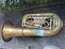 Tuba antigua, grande, usada (Bb?) 4 válvulas rotativas "C. A. Wunderlich, Siebenbrunn Vogtl." segunda mano  Embacar hacia Argentina