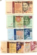 SET 5 BILLETS PORTUGAL 500 1000 2000 5000 10000 ESCUDOS 1997 P188 189 190 P191 segunda mano  Embacar hacia Mexico