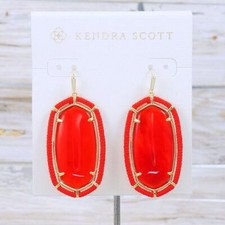 Brinco folheado a ouro Kendra Scott Elle com rosca ilusão vermelha novo sem etiquetas, usado comprar usado  Enviando para Brazil