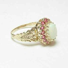 Anel de casamento halo opala fogo simulado corte oval 2,40 quilates acabamento ouro amarelo 14K comprar usado  Enviando para Brazil