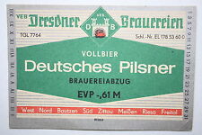 Usado, 14541 DDR Etiqueta Cervecerías De Dresde Vollbier Cerveza Pilsner Antigua segunda mano  Embacar hacia Argentina