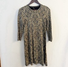 Vestido de malha J.McLaughlin metálico dourado cinza pano catalina estampa de pergaminho pequeno comprar usado  Enviando para Brazil