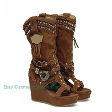 Sandálias femininas salto alto plataforma cunhas tornozelo botas sapatos casuais novas comprar usado  Enviando para Brazil