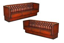 PAR TOTALMENTE RESTAURADO DE SOFÁS DE BANCO DE COURO MARROM CHESTERFIELD ENORMES 4-5 LUGARES, usado comprar usado  Enviando para Brazil