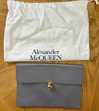 Usado, Alexander McQueen envelope ouro caveira cinza embreagem couro cinza bolsa de pó nova comprar usado  Enviando para Brazil