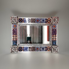 Espelho de estanho perfurado mexicano e azulejos talavera arte popular decoração de parede 16,75 12,75 comprar usado  Enviando para Brazil