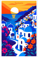 Affiche poster santorin d'occasion  Soorts-Hossegor