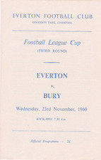 RARO PROGRAMA DE FUTEBOL EVERTON V BURY 1960 3º JOGO DA COPA DA LIGA comprar usado  Enviando para Brazil