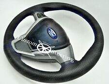 Capa de volante de couro perfurado BLUE STITCH para FORD FIESTA MK7 09-17 comprar usado  Enviando para Brazil