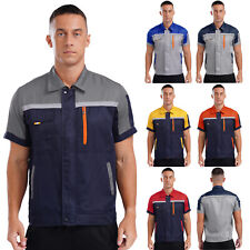 Camisa de Trabajo Mecánico Manga Corta Para Hombre Cremallera Frontal Uniforme Industrial Taller segunda mano  Embacar hacia Argentina