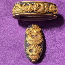 Samurai Katana koshirae antigo japonês fuchi e kashira dargão, usado comprar usado  Enviando para Brazil