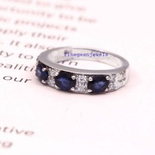 Pedras preciosas de safira azul natural com anel de prata esterlina 925 feminino #50 comprar usado  Enviando para Brazil