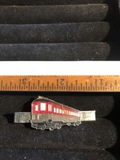 Trem Vintage Trolley Trânsito Streetcar Railroad Railway Tie Clip Prata Esmalte comprar usado  Enviando para Brazil