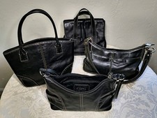 Lote de bolsa de couro preta genuína com costura bronzeada clara 4 estilos clássicos comprar usado  Enviando para Brazil