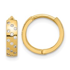 Brincos de argola articulados de ouro amarelo 14k com zircônia cúbica polida presente para mulheres comprar usado  Enviando para Brazil
