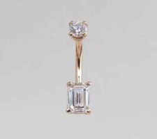 Piercing para el vientre de diamante simulado corte esmeralda de 2,10 quilates enchapado en oro amarillo de 14 quilates segunda mano  Embacar hacia Mexico