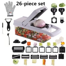 Acero Inoxidable Picador De Verduras Cebolla Vegetales Cortadora Cortadora 26en 1 comprar usado  Enviando para Brazil